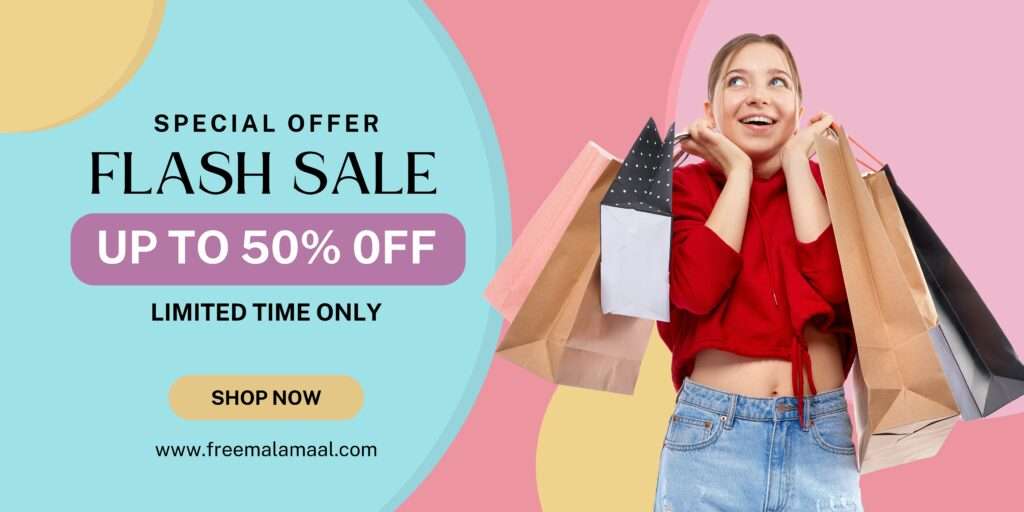 Blue And Pink Playful Discount Banner Freemalamaal