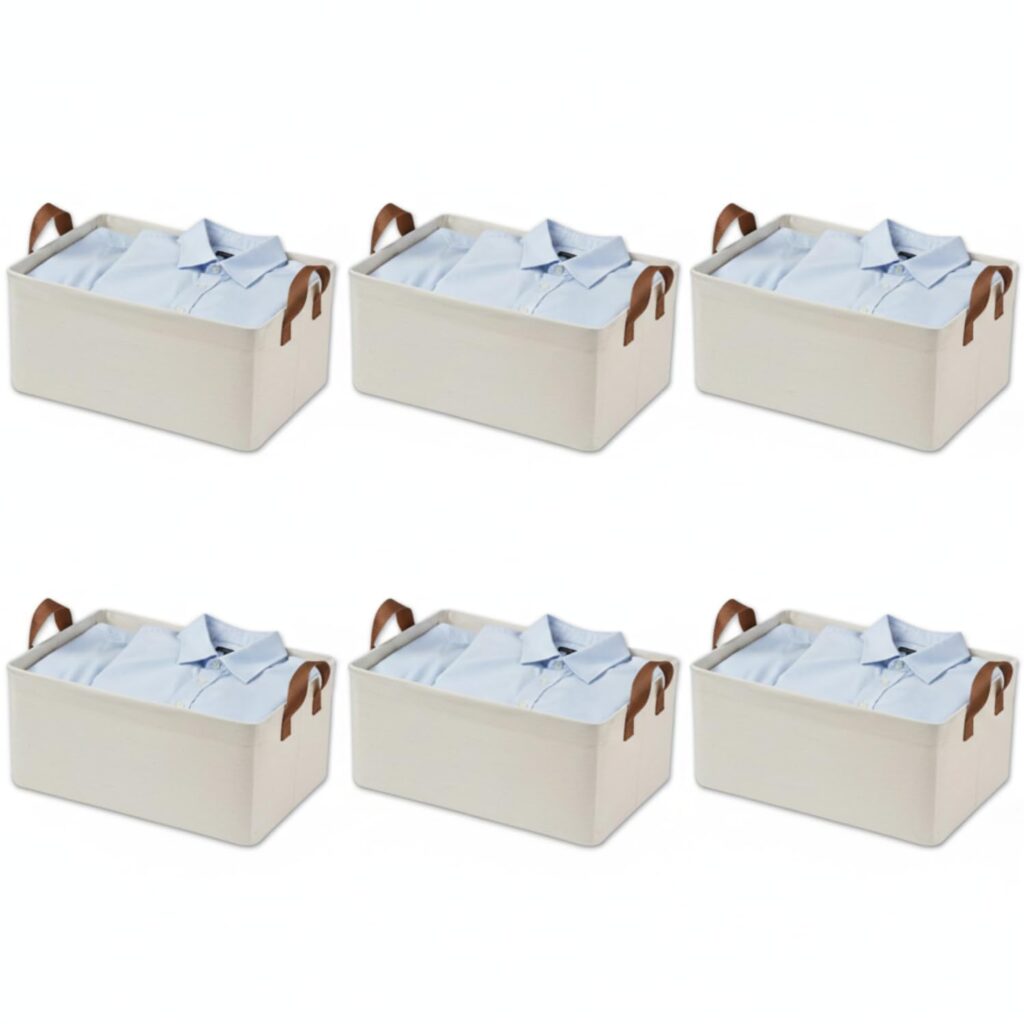 RENVA 4PCS Collapsible Fabric Storage Cubes Organizer with Handles Foldable