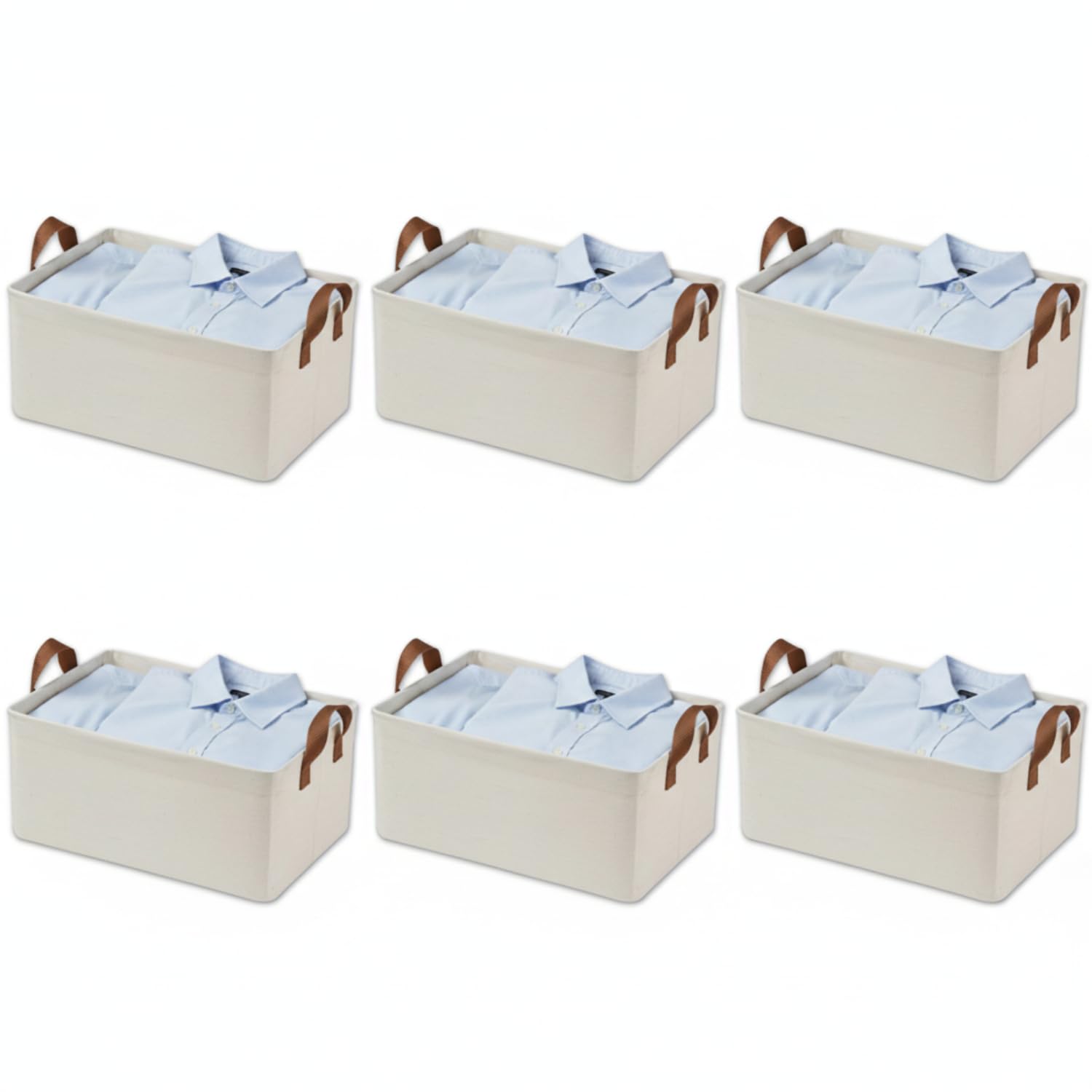 RENVA 4PCS Collapsible Fabric Storage Cubes Organizer with Handles Foldable