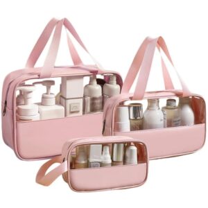 3-Piece Clear Makeup Organizer Bag & Wash Bag set