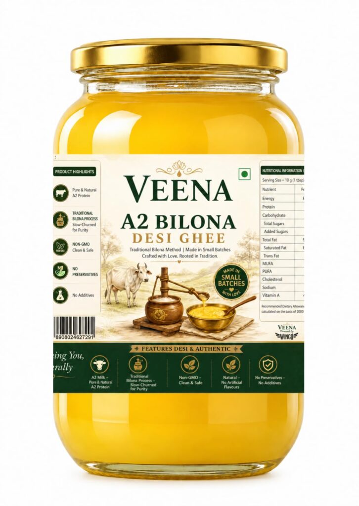 VEENA A2 BILONA DESI GHEE 1 LITER : BY WINGO