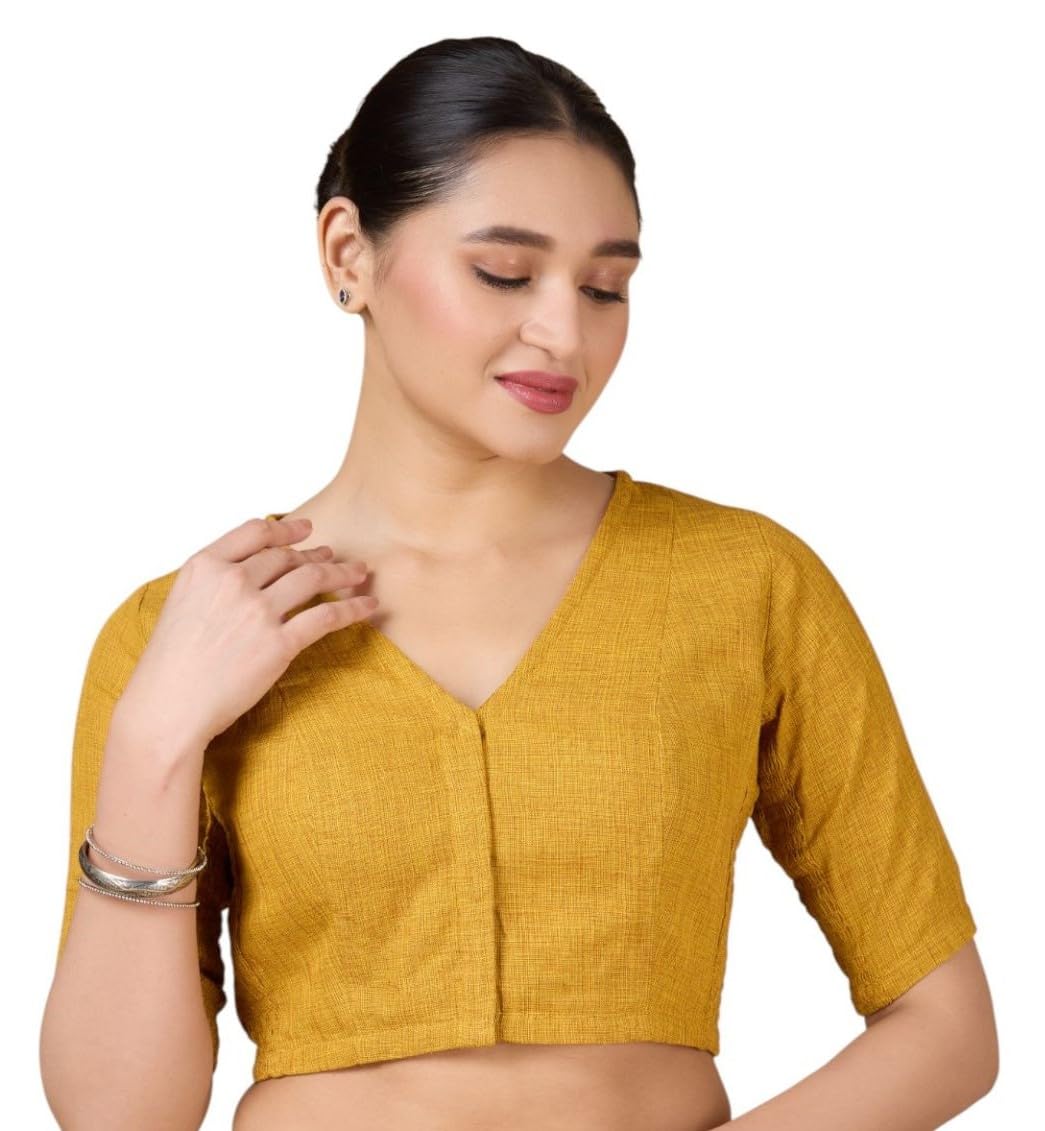 Studio Shringaar Women’s Thick Handloom Cotton Plain Side Stretch