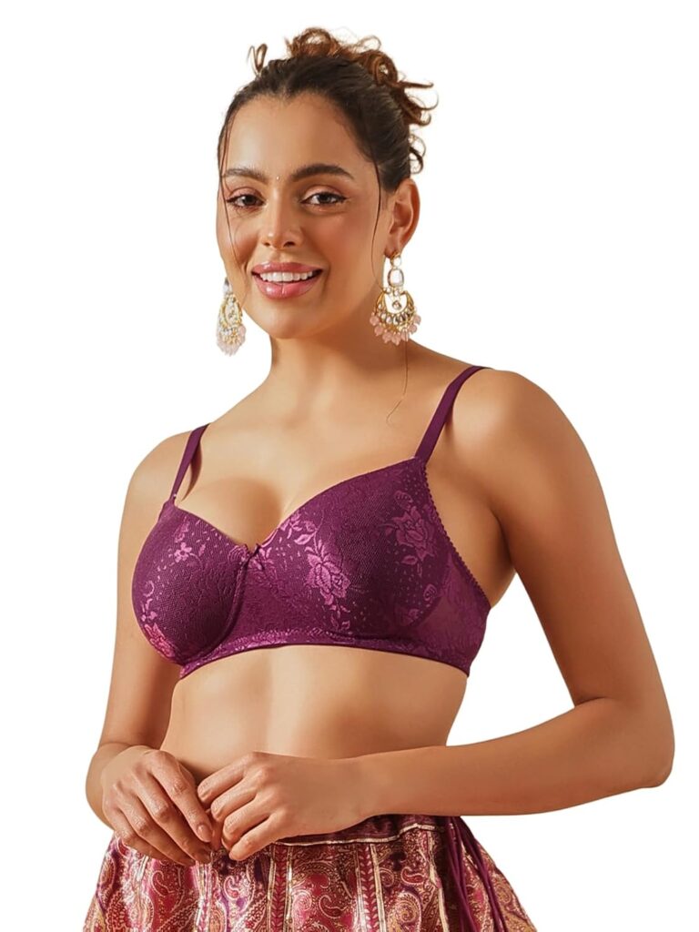 Clovia Women’s Lace Lightly Padded Wire Free Everyday Bra Clovia Women’s Lace Lightly Padded Wire Free Everyday Bra