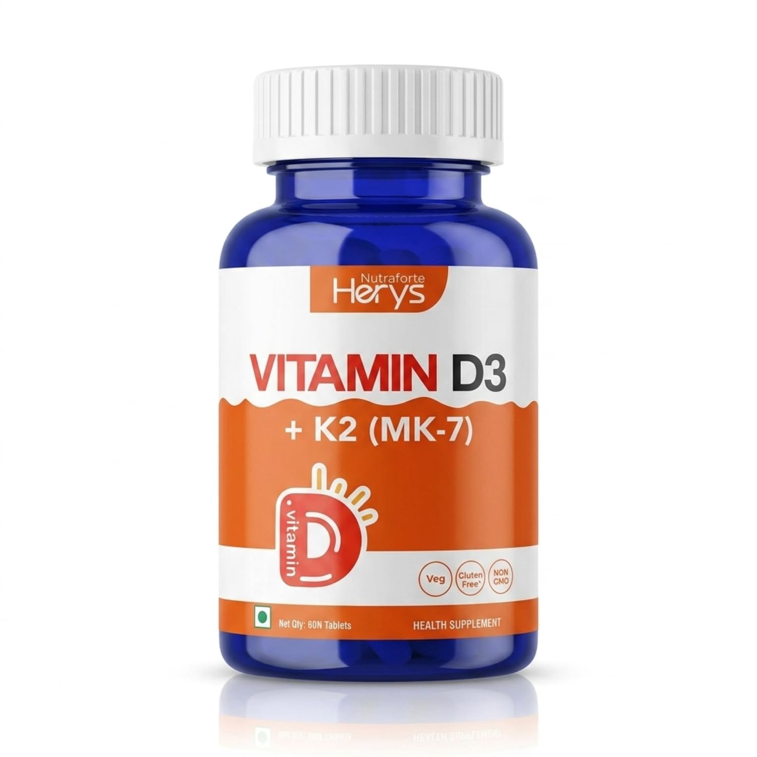 Herys Nutrafort Vitamin D3 K2 Supplement with MK7 for Bone & Heart Health