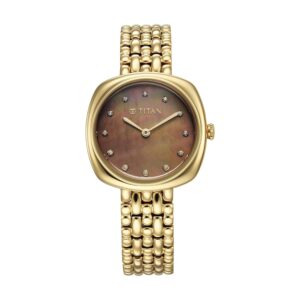 Titan Aura Phase Quartz Analog Brown Dial Golden Stainless Steel