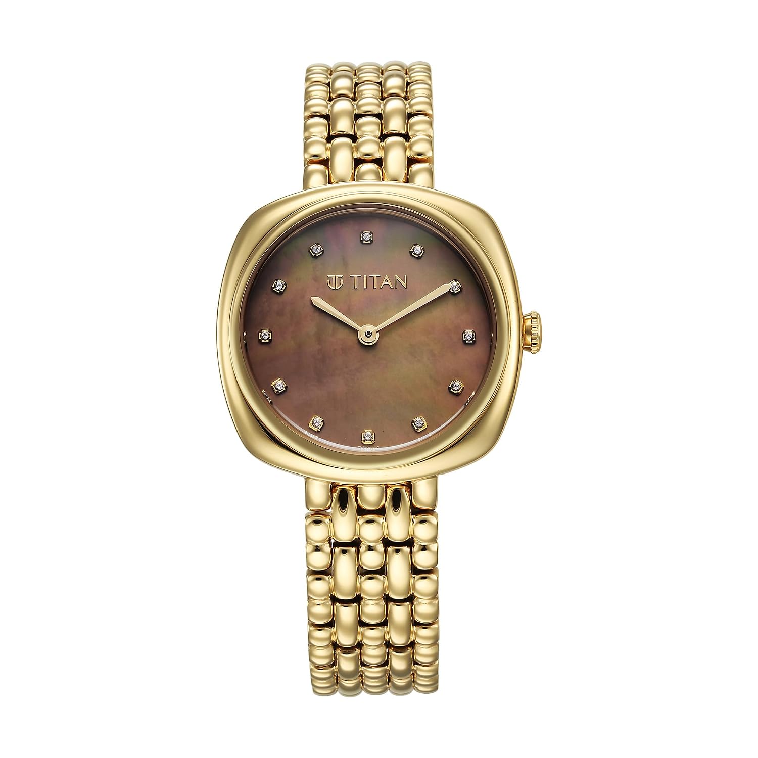 Titan Aura Phase Quartz Analog Brown Dial Golden Stainless Steel