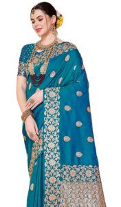 SWORNOF Women’s kanjivaram banarasi silk saree Zari Woven for festival