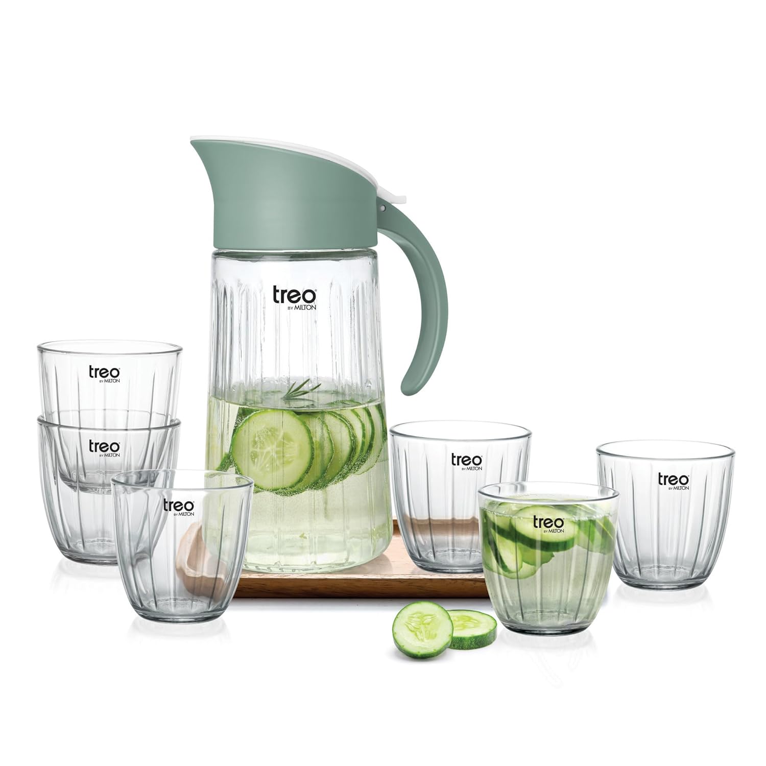 Treo By Milton Borosilicate Aura Lemon Glass Set with Jug