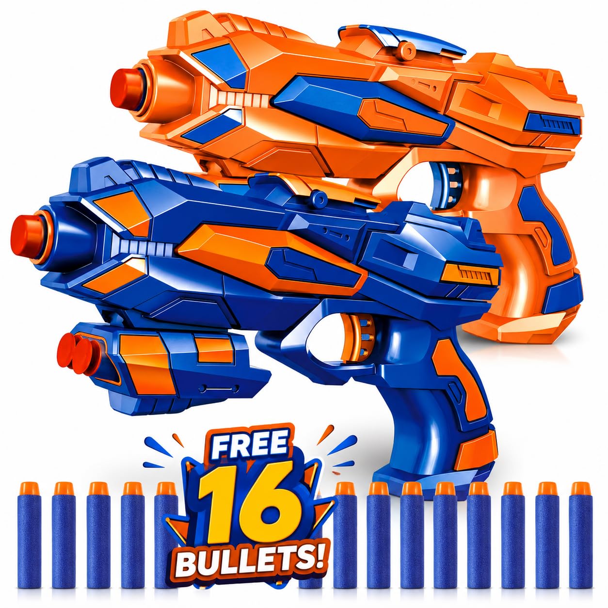 Magicwand® Plastic Foam Dart Guns with 16 Bullets【Pack of 2 )