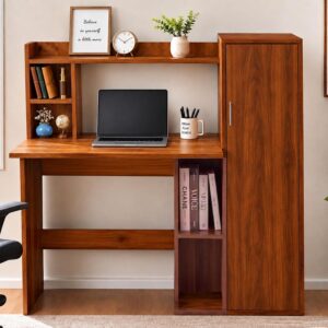 Callas Havana Study Desk with Door Storage Cabinet, Engineered Wood Computer…