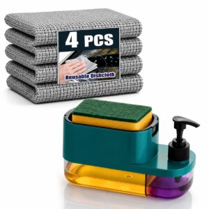 3-in-1 Kitchen Sink Soap Pump Dispenser with Sponge Holder
