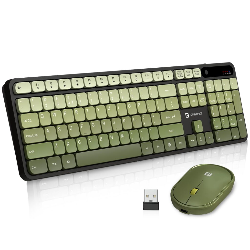 Portronics Key11 Combo Rechargeable Wireless Keyboard and Mouse Set,…