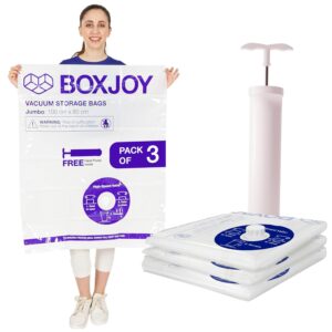 BOXJOY 𝐏𝐀𝐂𝐊 𝐎𝐅 𝟑 𝐉𝐔𝐌𝐁𝐎 (80x100cm) Transparent Vacuum Storage Bags