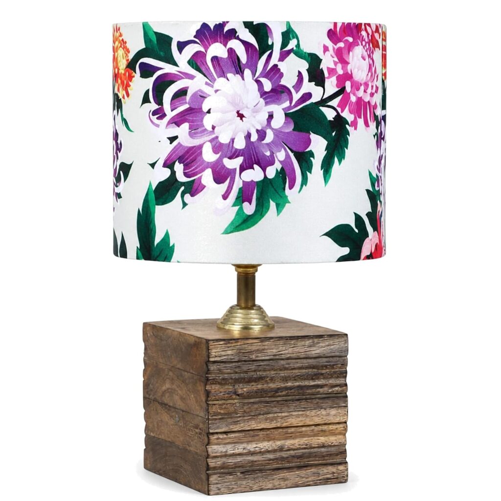 tu casa Wooden Table Lamp | Carnation Shade | Bedroom Decor ! Living Room tu casa Wooden Table Lamp | Carnation Shade | Bedroom Decor ! Living Room