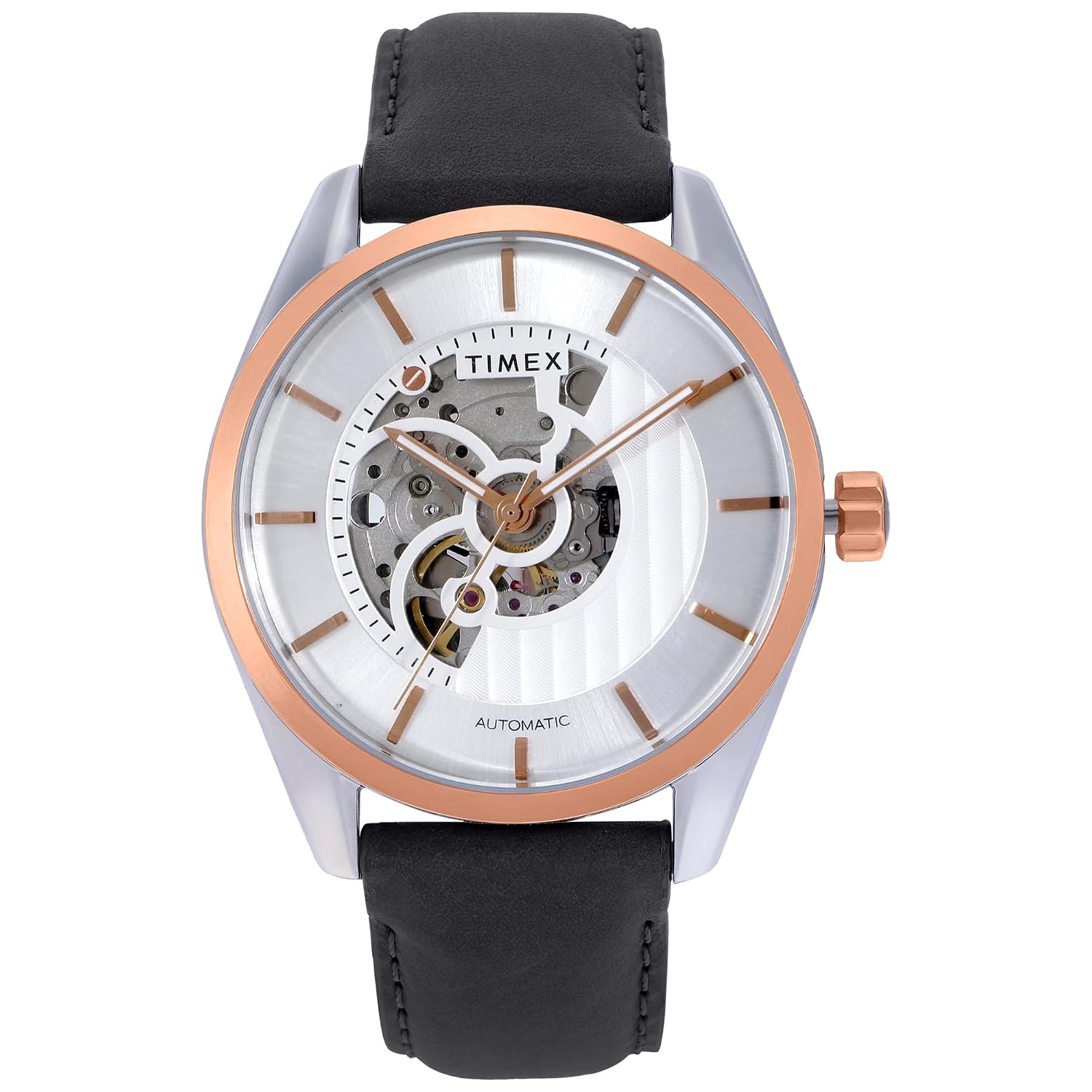 TIMEX Round 44mm Silver Dial Automatic Men Watch