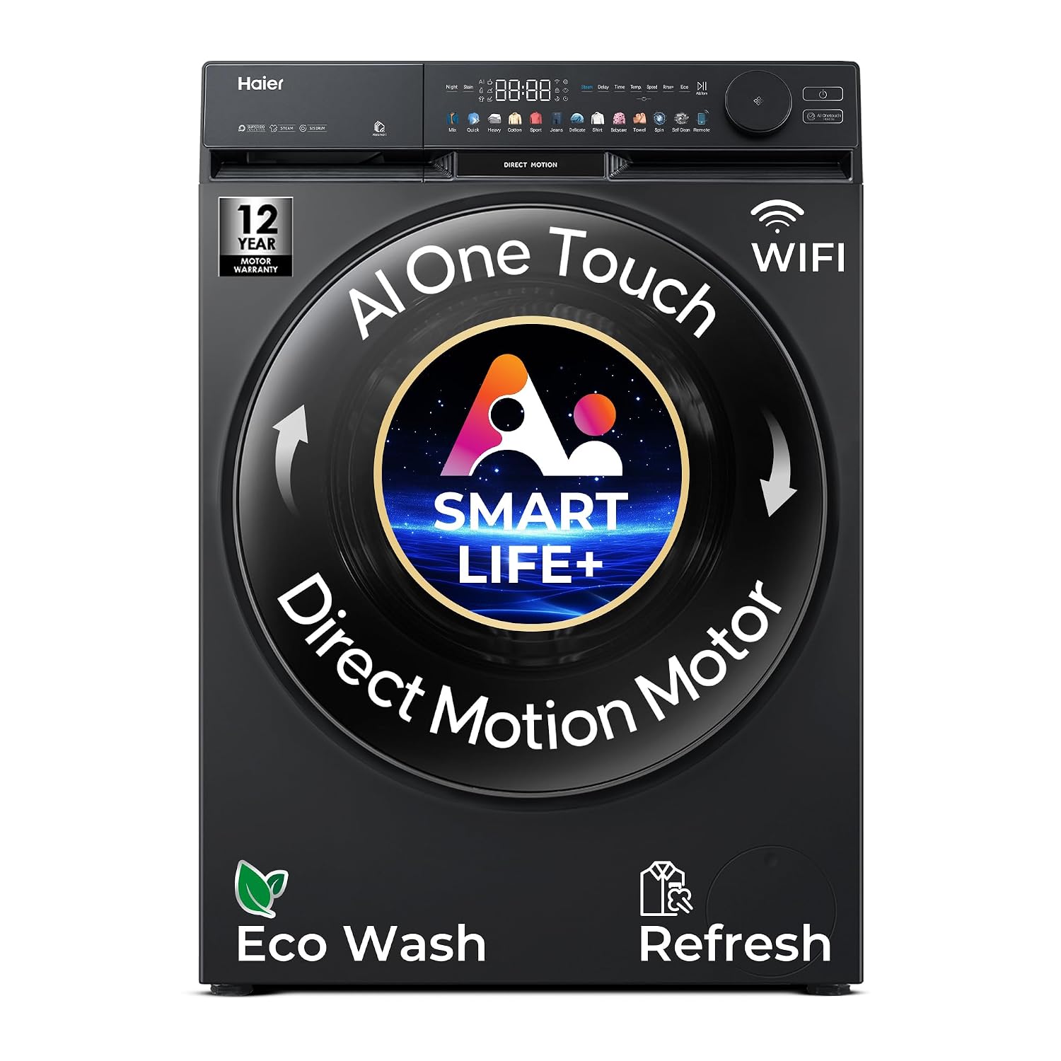 Haier Smart  Choice 12 Kg AI Color Panel, One-Touch Fully Automatic Washing Machine