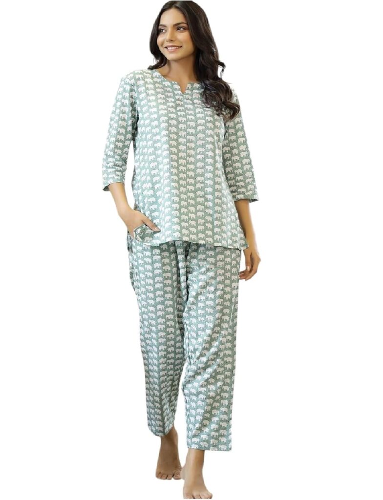 Women’s Printed Night Suit Set Pajama with Top