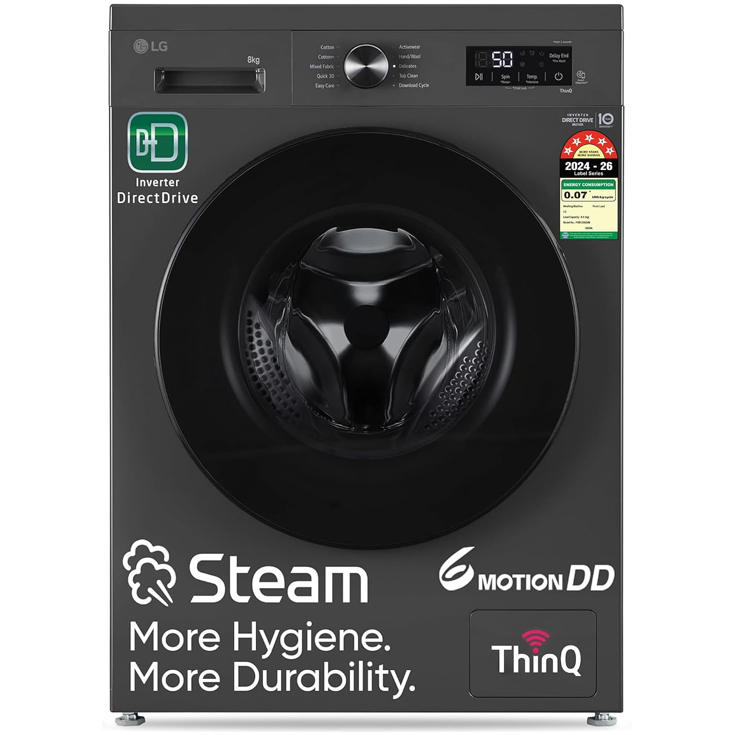 LG 8 Kg, 5 Star, Wi-Fi, Direct Drive Technology, Steam