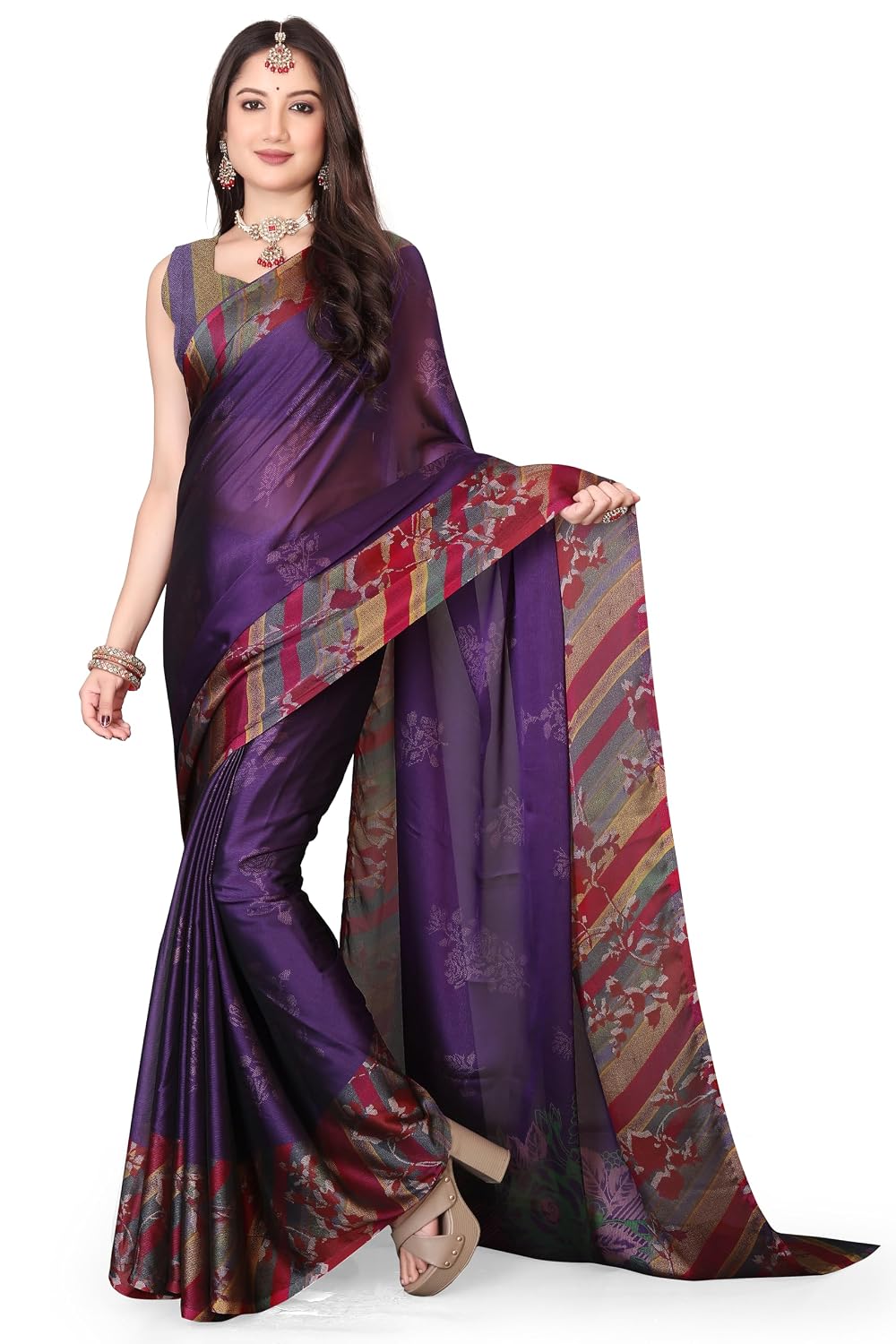 SUPERLAXMI Women’s Printed Saree with Blouse Piece