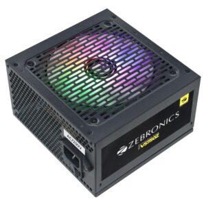 Zebronics Premium Power Supply, Long Flat Cables, Silent 120mm Fan,12V 52A