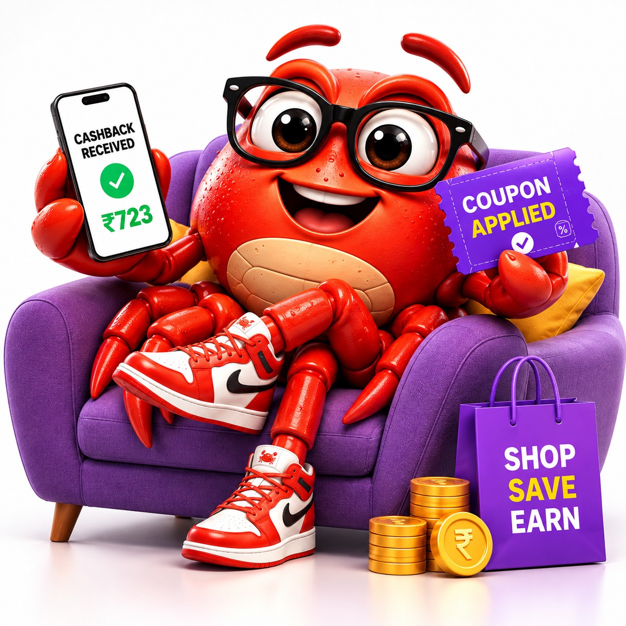 Cheerful CrabDada Cashback Mascot